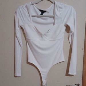 White Long-Sleeve Sweetheart Bodysuit